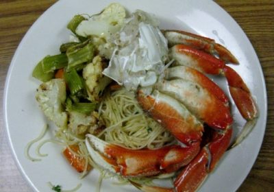 A plate of food.
