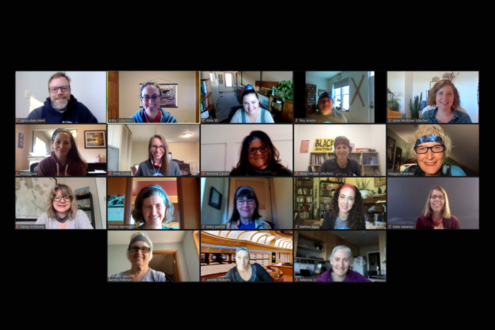 Eighteen people participating in a Zoom meeting.