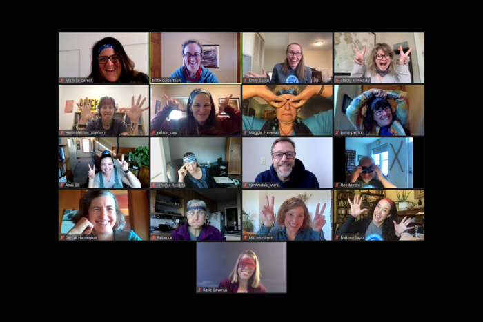 Seventeen people participating in a Zoom meeting.