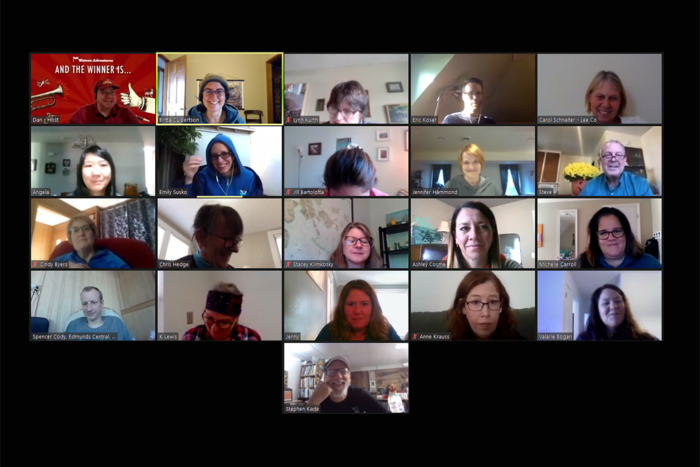 A group of people in a Zoom meeting.