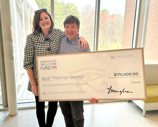 Tom Savage receives STEM Career Award from the Burroughs Wellcome Fund