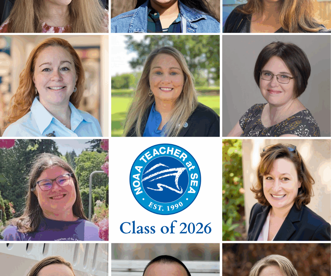 A collage of ten individual headshots of smiling adults arranged around a circular "NOAA TAS Class of 2026" logo in the center.